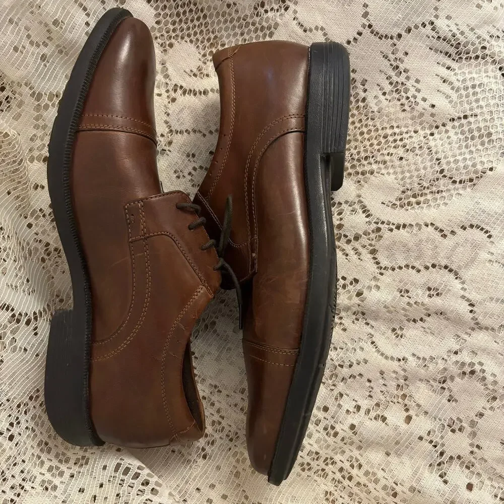 Nunn Bush Men's US 12 M Brown Leather Comfort Gel Oxford Shoes